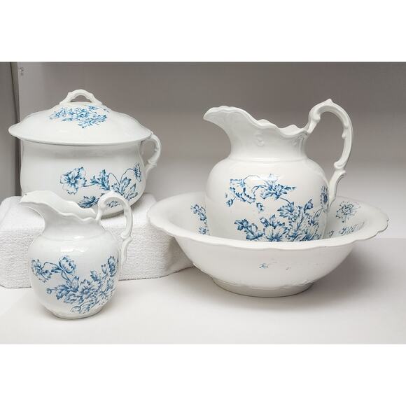 Warranted England Antique 1940s 5pc Pitcher/ Basin Wash Set Super Rare Find - Picture 1 of 16